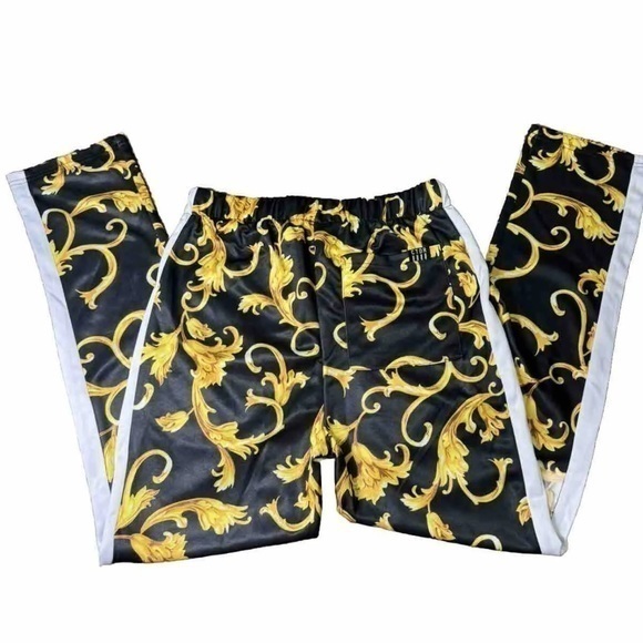 Contender Womens Track Pants Large Black‎ White Yellow Floral Pockets Polyester - Picture 2 of 6